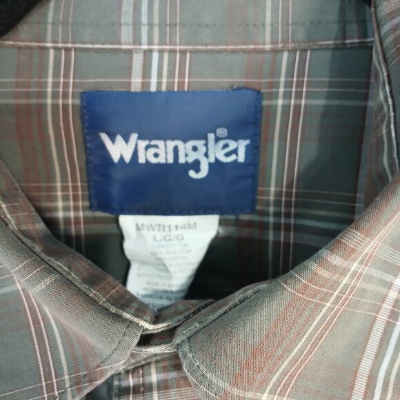 WRANGLER PEARL SNAP PLAID BUTTON DOWN MENS SHIRT LONG SLEEVE SIZE LARGE - Picture 2 of 7
